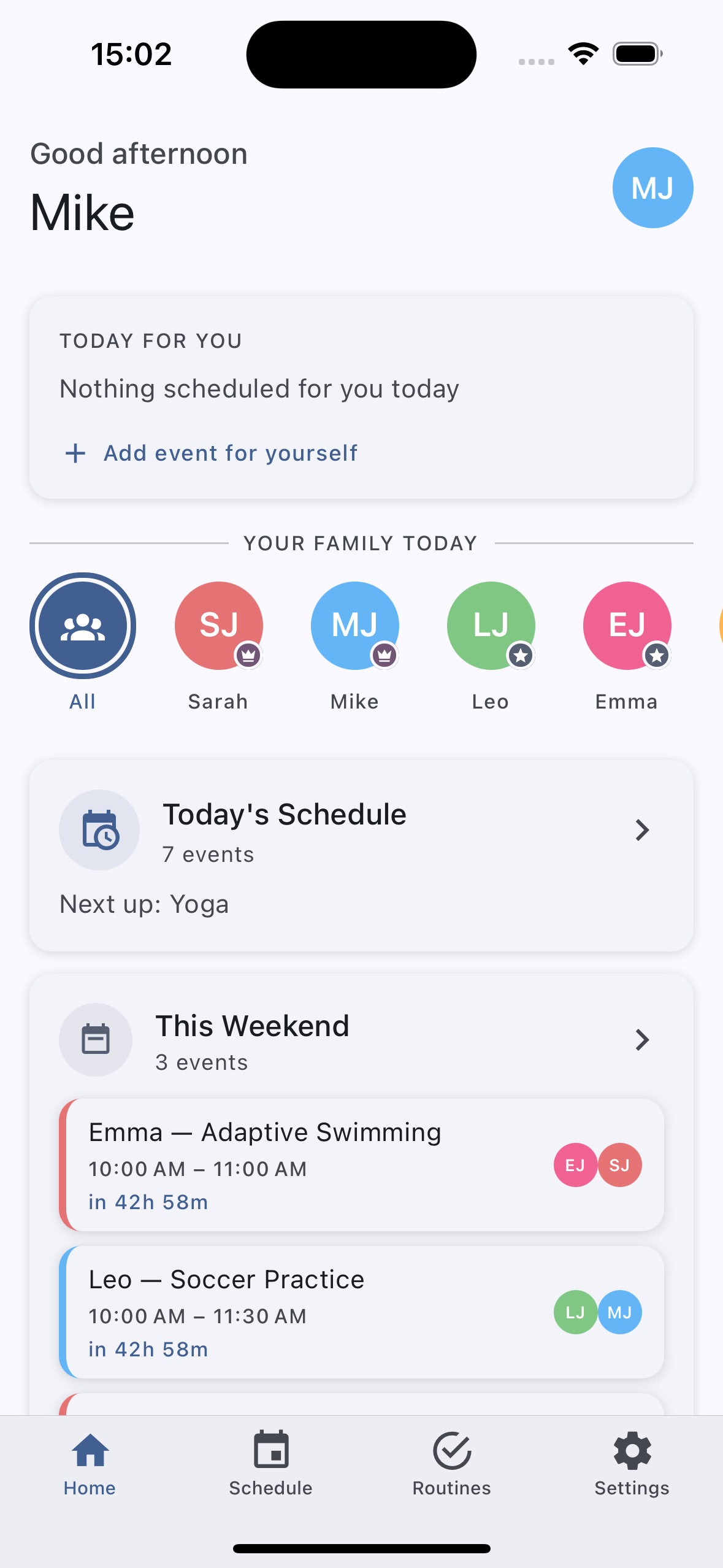 Parent dashboard