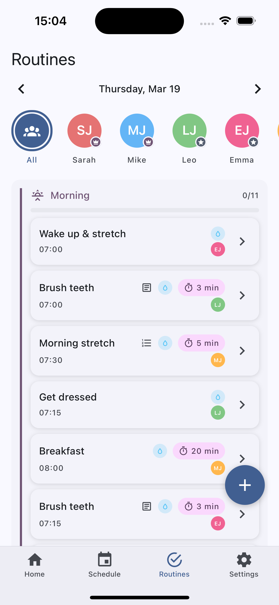 Morning routines with timers